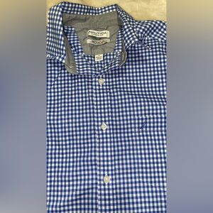 Nautica Men's Blue and White Gingham Shirt